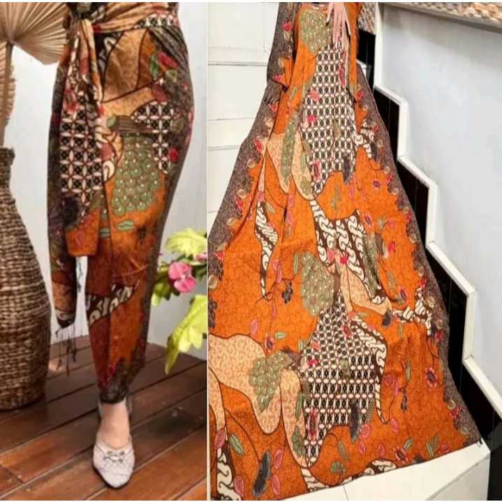 Grosirbatik72 - Kamen Terbaru Sutra Paris Premium Set Sarung Selendang Motif Batik Kebaya Wanita