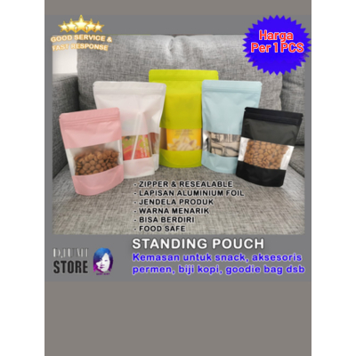 1 pcs kemasan Plastik Klip Snack Zipper | Standing Pouch | Stand up |Alumunium Foil + window