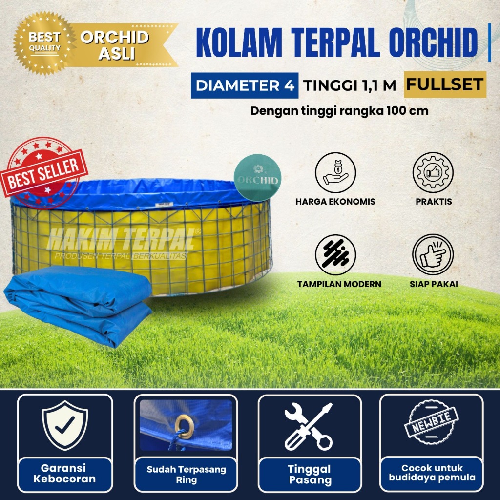 KOLAM BULAT TERPAL DIAMATER 4 TINGGI 1,2 FULLSET ORCHID || KOLAM IKAN | KOLAM BIOFLOK