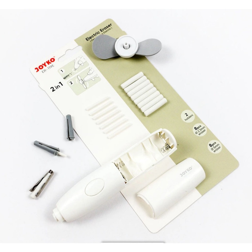 

Penghapus Pensil Elektrik Otomatis / Kipas Kecil / Electric Eraser / Mini Fan 2 in 1 Joyko ER-119E