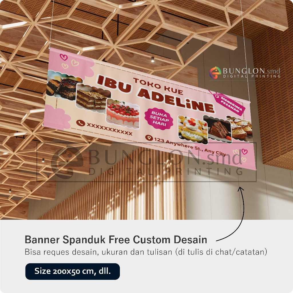 Banner Spanduk Toko Kue Free Custom Desain
