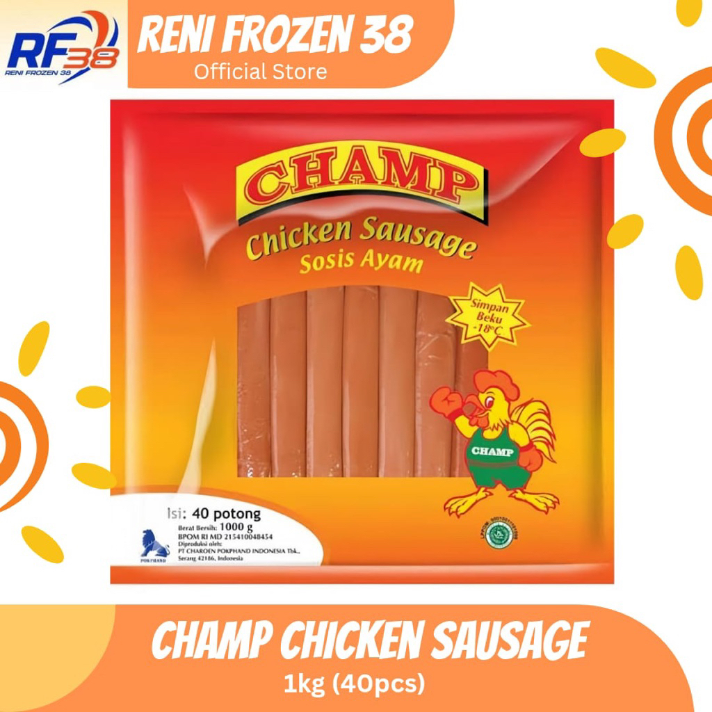 

Champ Chicken Sausage (40 pcs) 1000 gram / Frozen Food / Reni Frozen 38