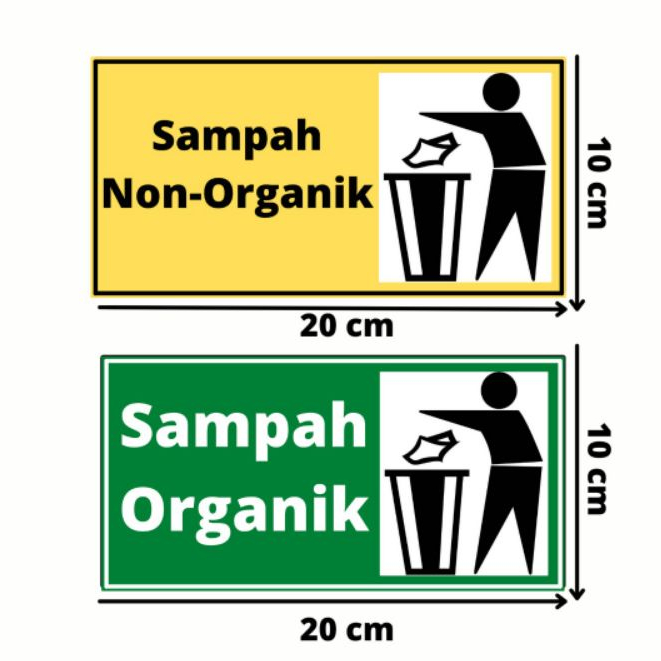 

Paket stiker tempat sampah|Sticker sign recycle bin | tanda tempah sampah organik dan non organik|stiker label|tempat sampah|stiker vinyl ukuran 20cmx10cm