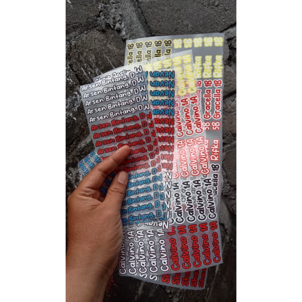 

Sticker Label Nama Kain Baju Isi 50Pcs Kaos Sablon Setrika Sticker Iron Custom Tulisan (Per Pack isi 50 Pcs) paling murah berkualitas