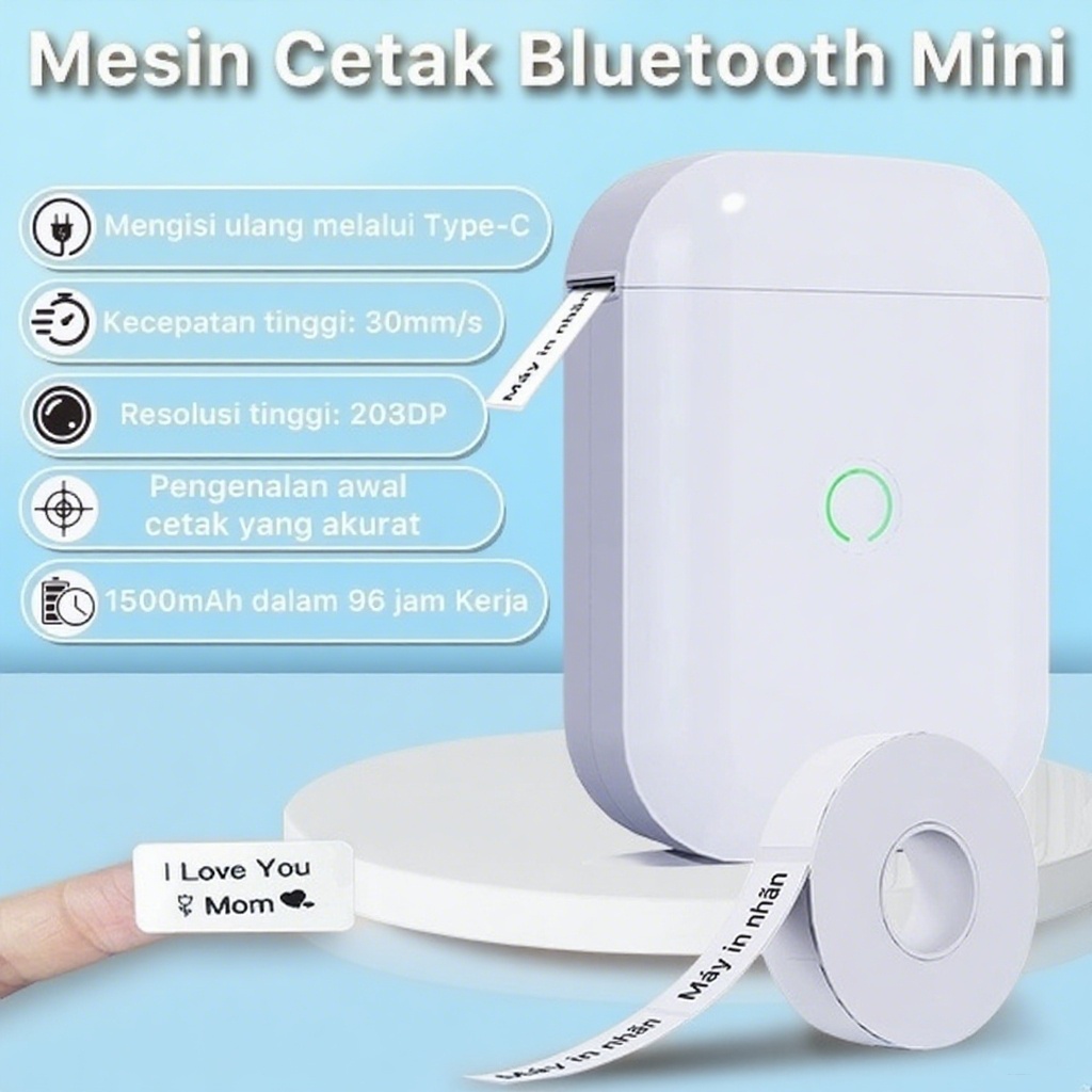 

D11 Pencetak Mini Label Pintar Portabel dengan Bluetooth Nirkabel Mesin Pembuat Label