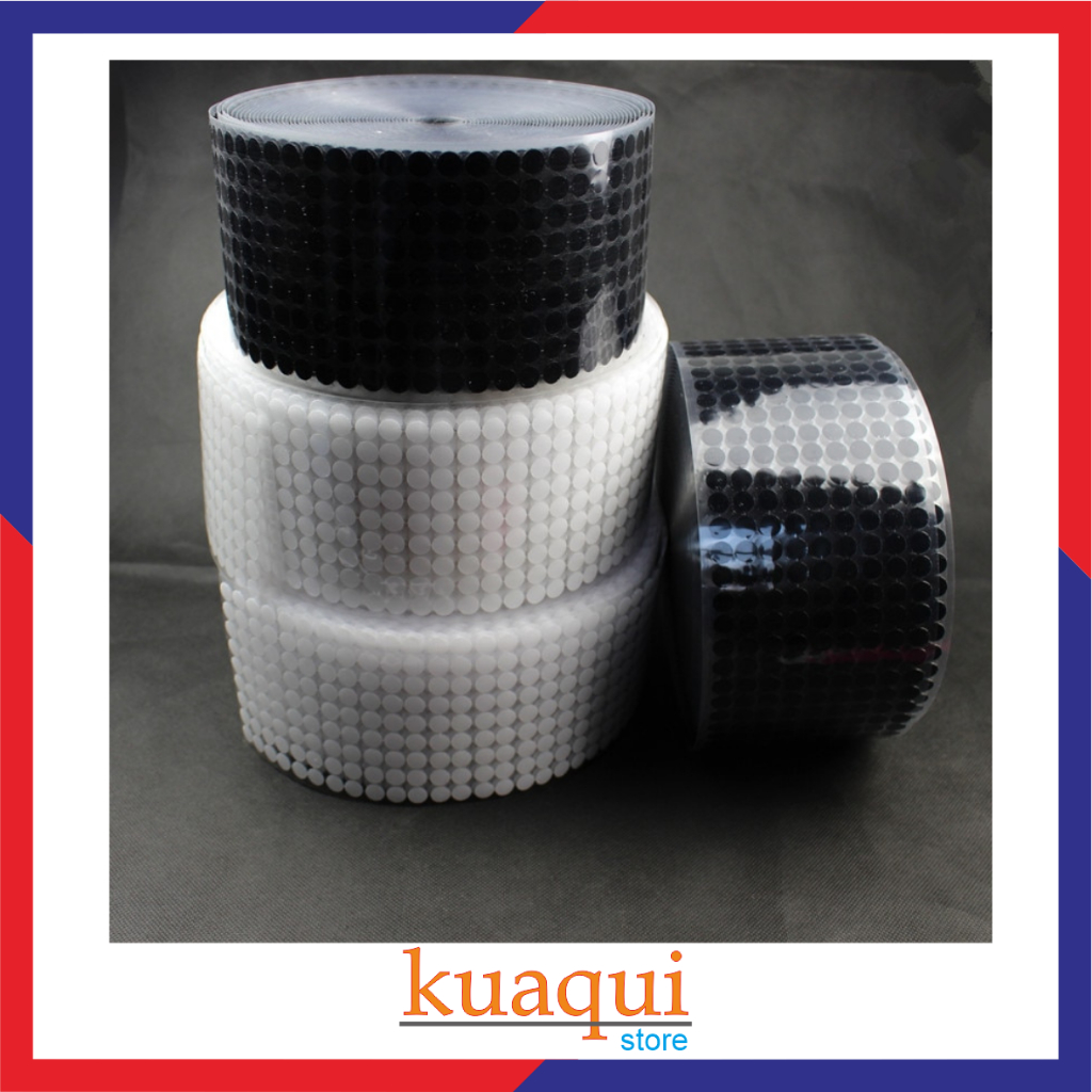 Tape Lakban Stiker Dot Velcro 450 Pasang 10 mm Hook Loop Magic Sticker NIKTO