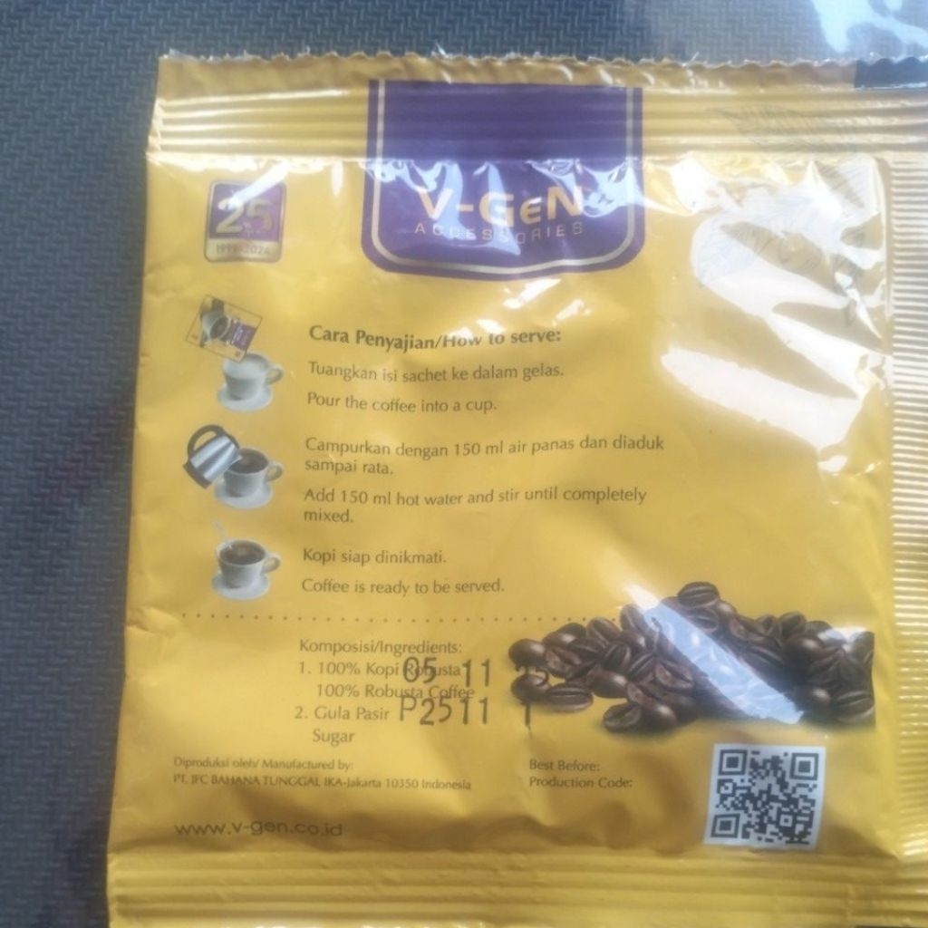 

Kopi hitam special mix V-gen isi 20 gr