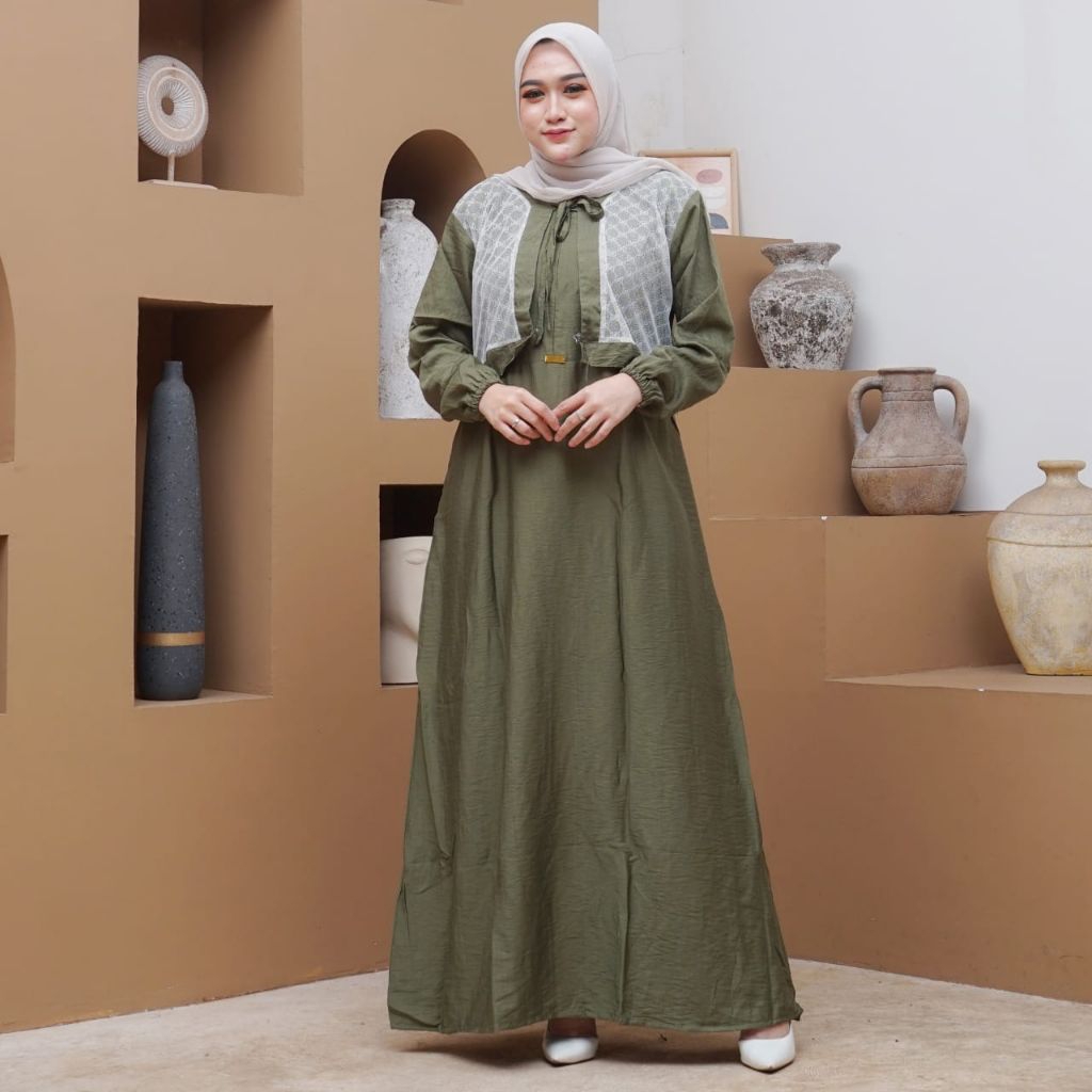 Gamis jesica Polo Linen Crinkle nyaman