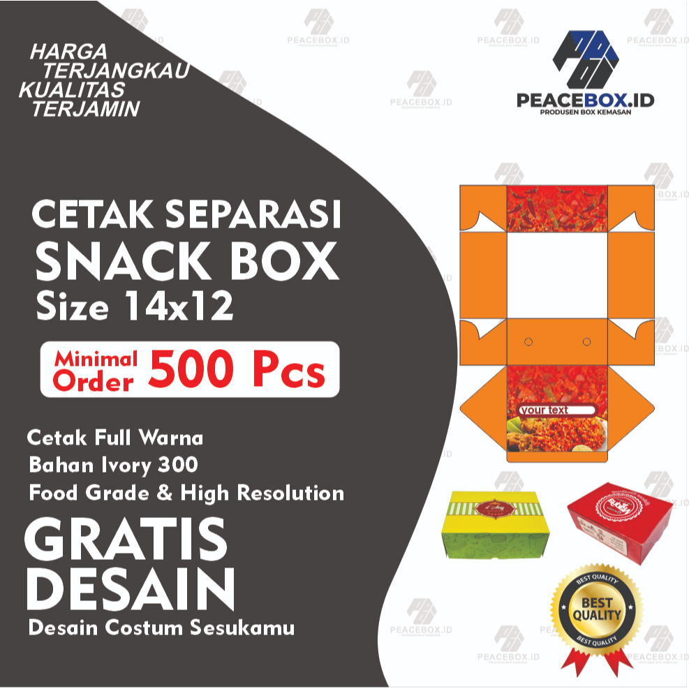 

Snackbox size 14X12cm Bahan Ivory 300gr