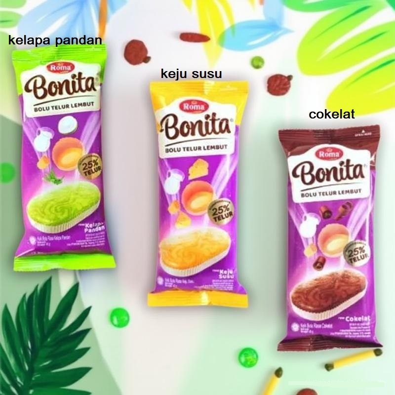 

Roma Bonita All Varian 6 PCS keju susu cokelat kelapa pandan kue bolu lembut
