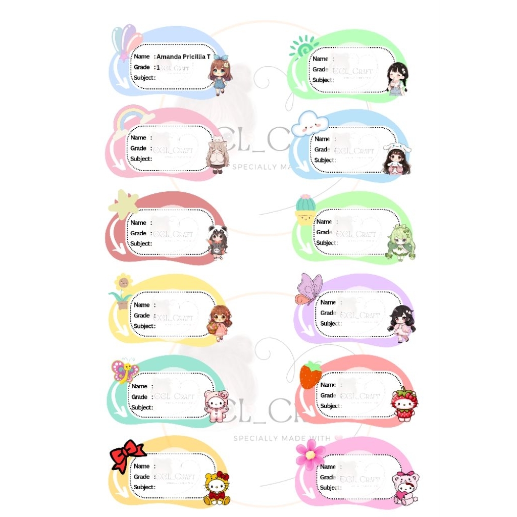 

CCL 03 Stiker nama custom buku pelajaran isi 18 pcs (ukuran besar)