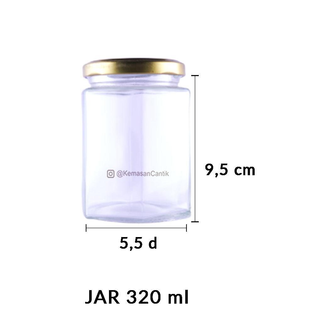 Botol Jar Toples Kaca Hexagonal 320 ml