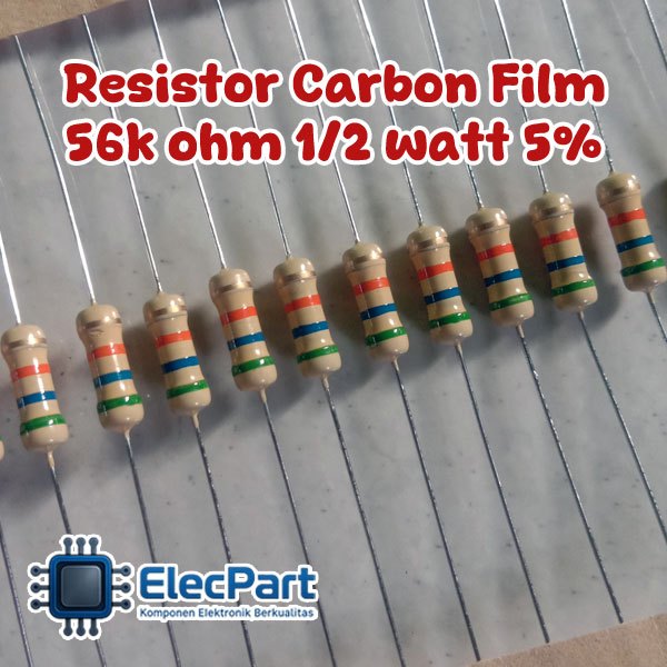 ElecPart 1PCS RESISTOR 56k OHM 56K R 0.5 WATT FILM CARBON