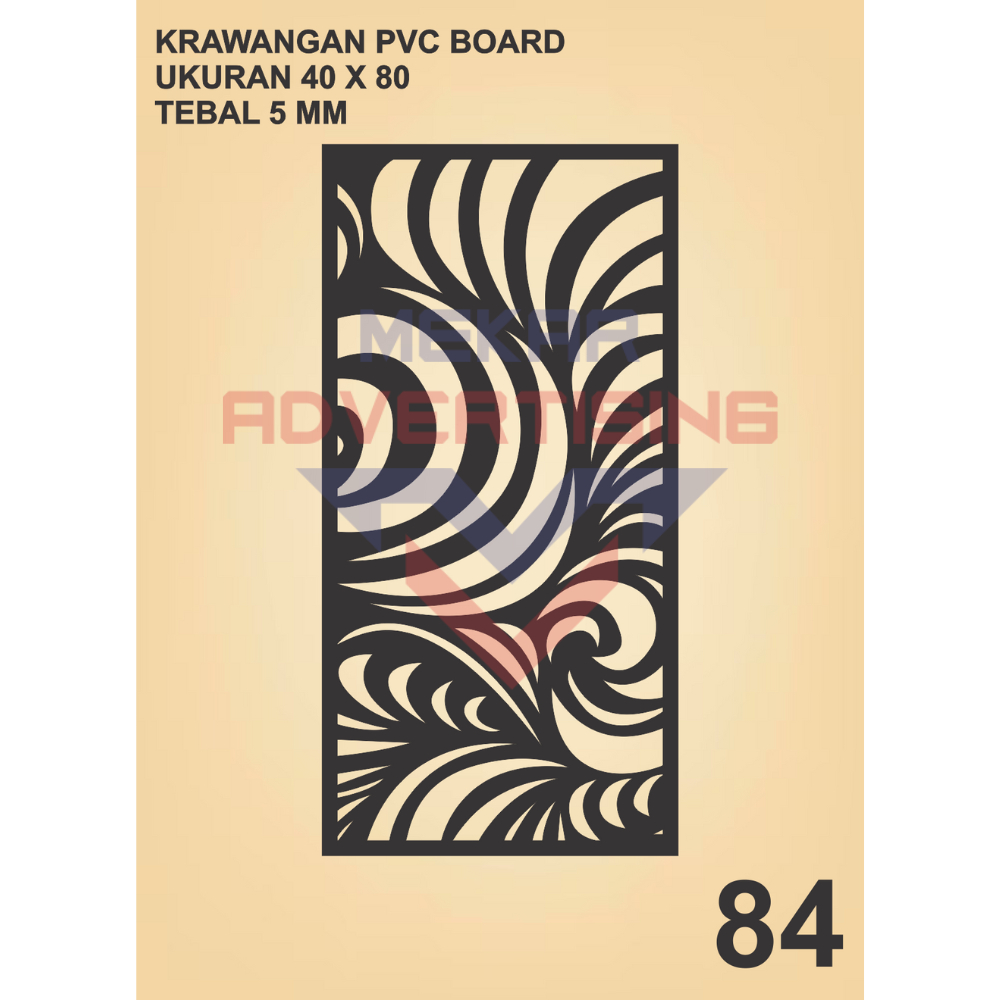 KRAWANGAN PVC BOARD HITAM  / ORNAMEN PVC FOAM BOARD HITAM TEBAL 5MM MODEL 84 UKURAN 40X80