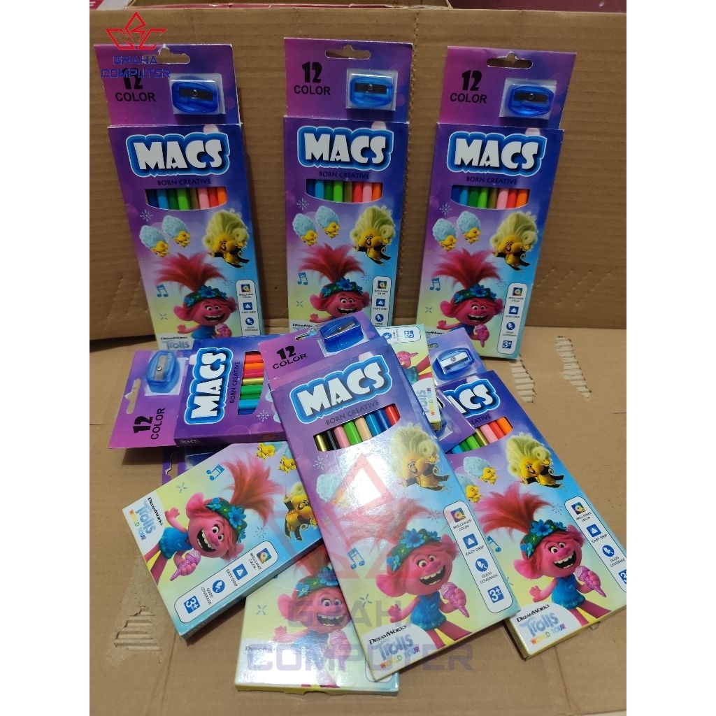 

MACS Pensil Warna film Trolls World Tour the movie 12 color pencils