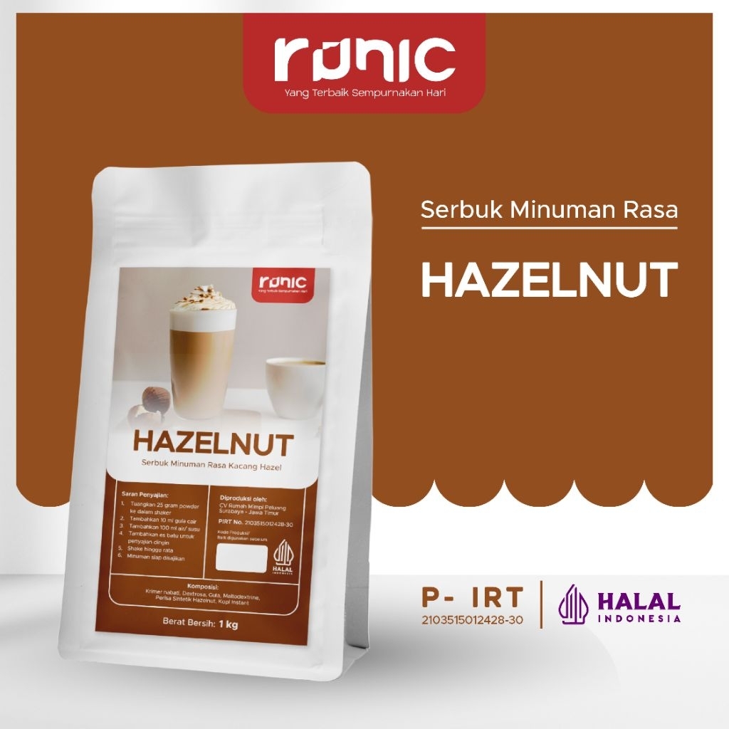 

HAZELNUT Bubuk Minuman RUNIC 1kg - Powder Drink I Rasa Premium