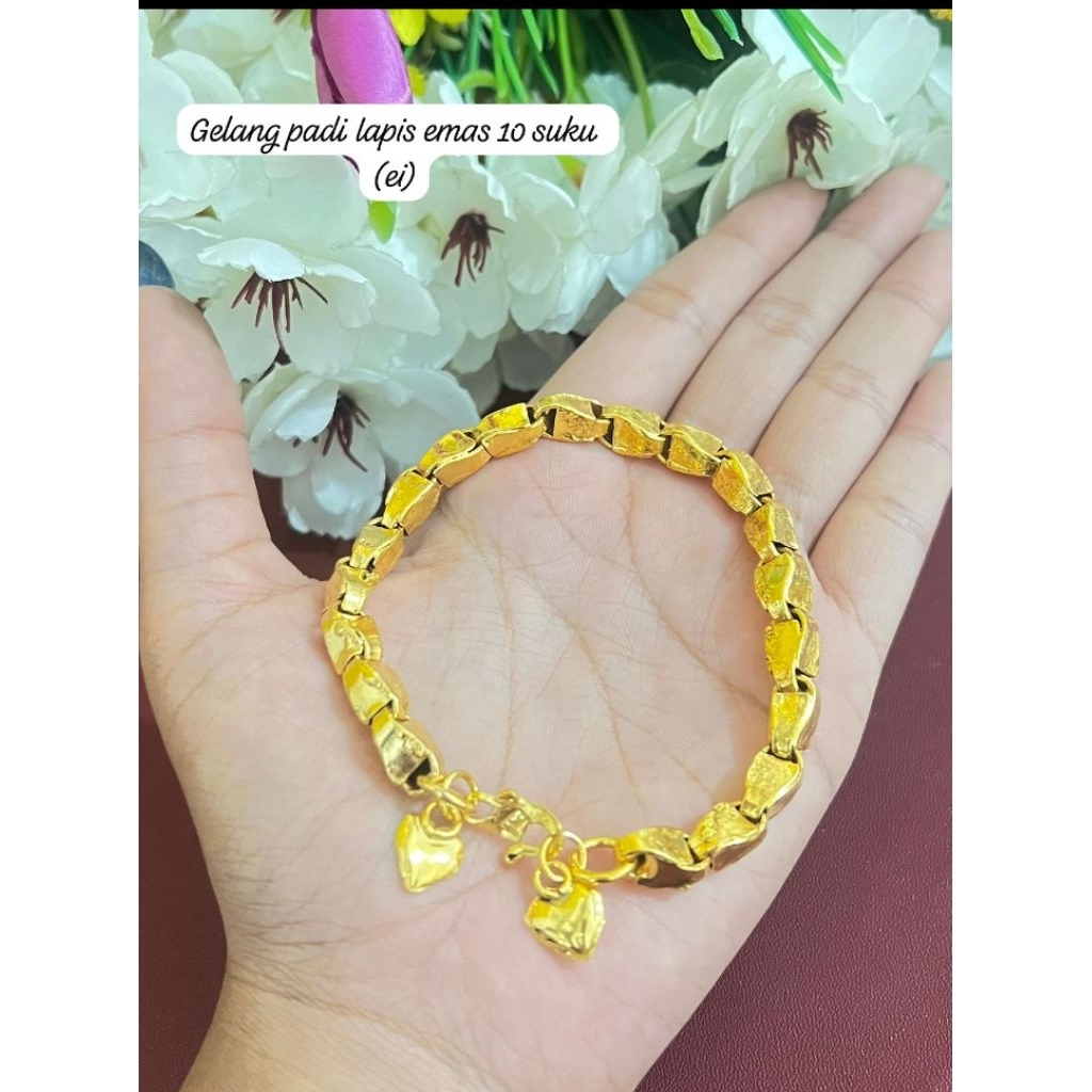 Gelang Padi 10 Suku Sepuh Lapis Mas