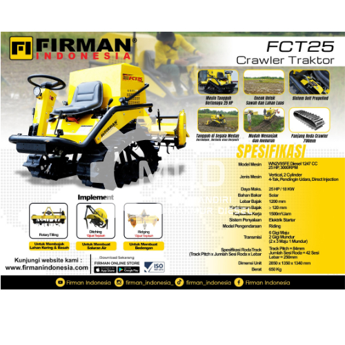 Traktor Amfibi Multifungsi Crawler Tractor FIRMAN FCT 25