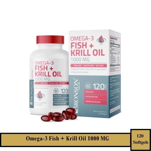 BRONSON Omega 3 Fish + Krill Oil 1000 MG - 120 Softgel