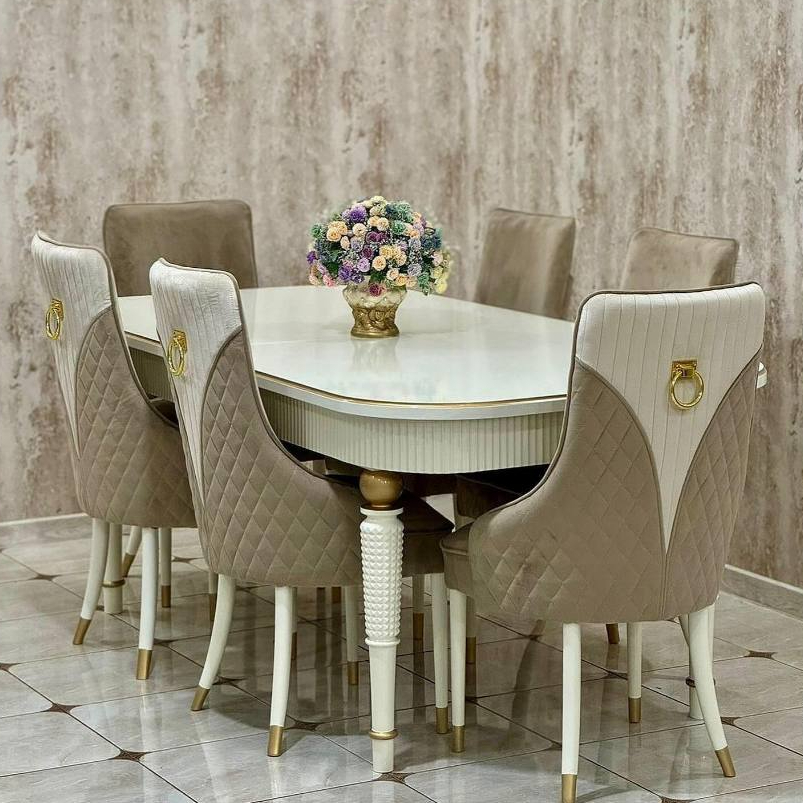 Meja makan Kursi 6 kayu jati Cat duco