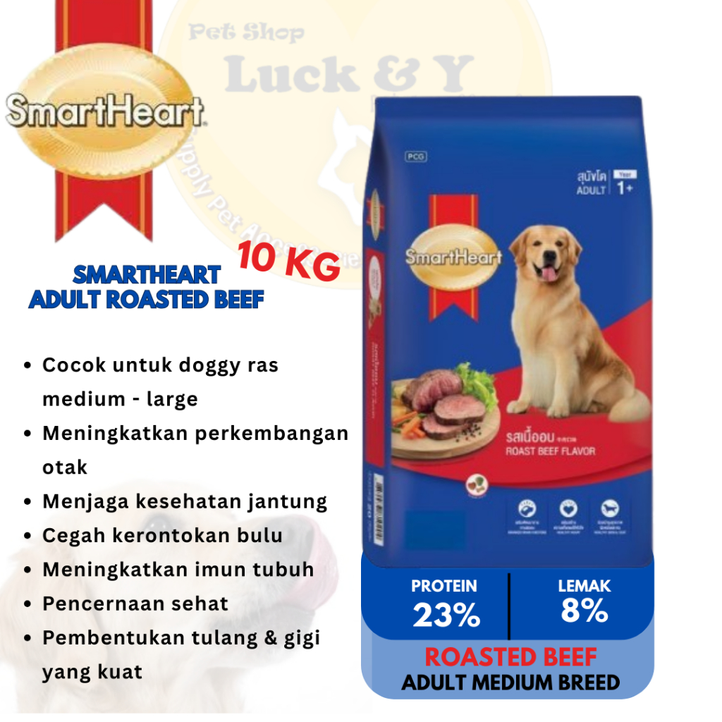

23bagusmenshop - SmartHeart Dog Food Adult 10kg Makanan Kering Anjing Dewasa Premium