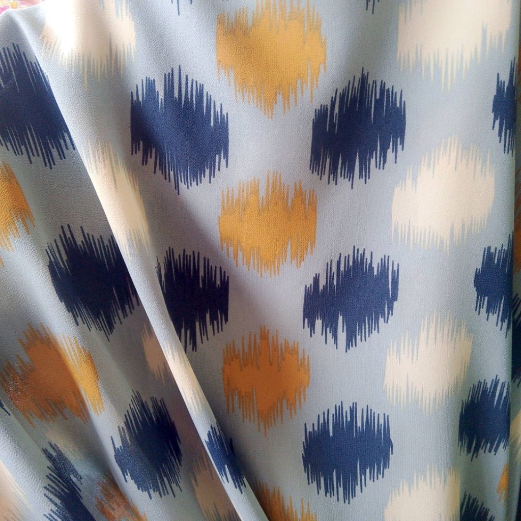 Kain Zara Crepe Motif Polkadot Warna Warni – Bahan Adem, Jatuh, Lebar 150cm | Kain Baju & Gamis Eleg