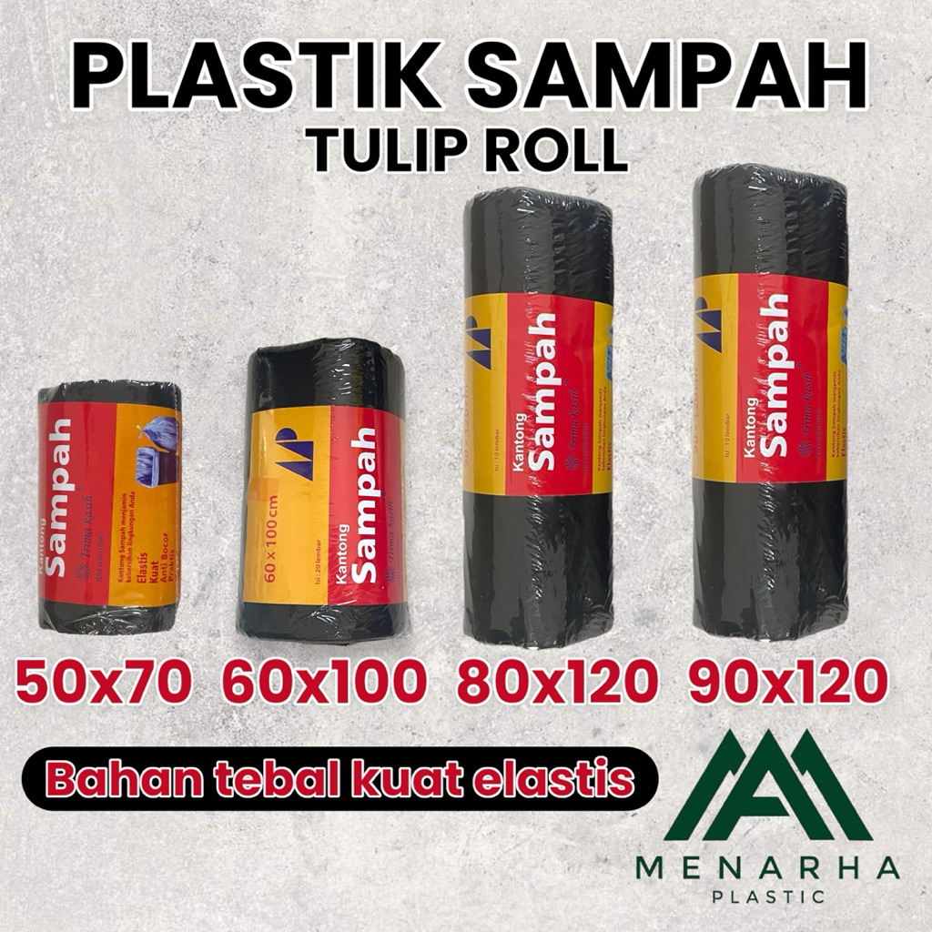 

Plastik Sampah Roll Tulip Hitam Ukuran 50x70 60x100 80x120 90x120cm/ Plastik Packing Tebal/ Trash Bag