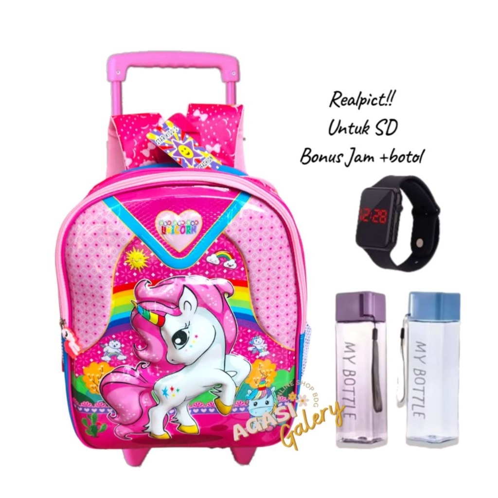 realpict tas sekolah anak perempuan motif unicorn - tas sekolah anak perempuan SD motif unicorn baha