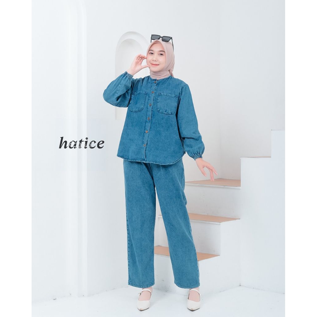 Karina Set Denim / Setcel Jeans Wanita JUMBO STANDAR / OOTD Jeans Saku Dua