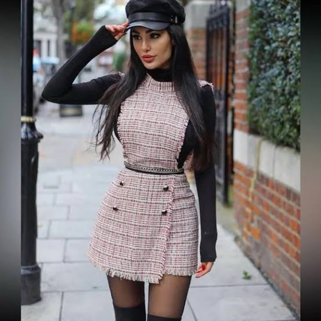 preloved zara tweed jumpsuit overall