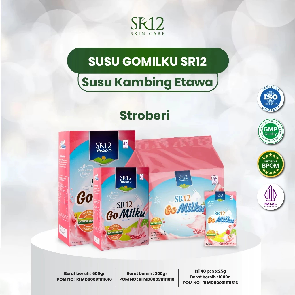 

RASA STROBERI GOMILKU SR12 SUSU KAMBING / GO MILKU SUSU ETAWA / GOAT MILK BUBUK TANPA GULA BPOM