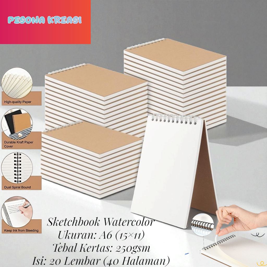 

Premium Sketchbook Watercolor Buku Gambar Sketsa Tebal 250 gsm Ukuran A6