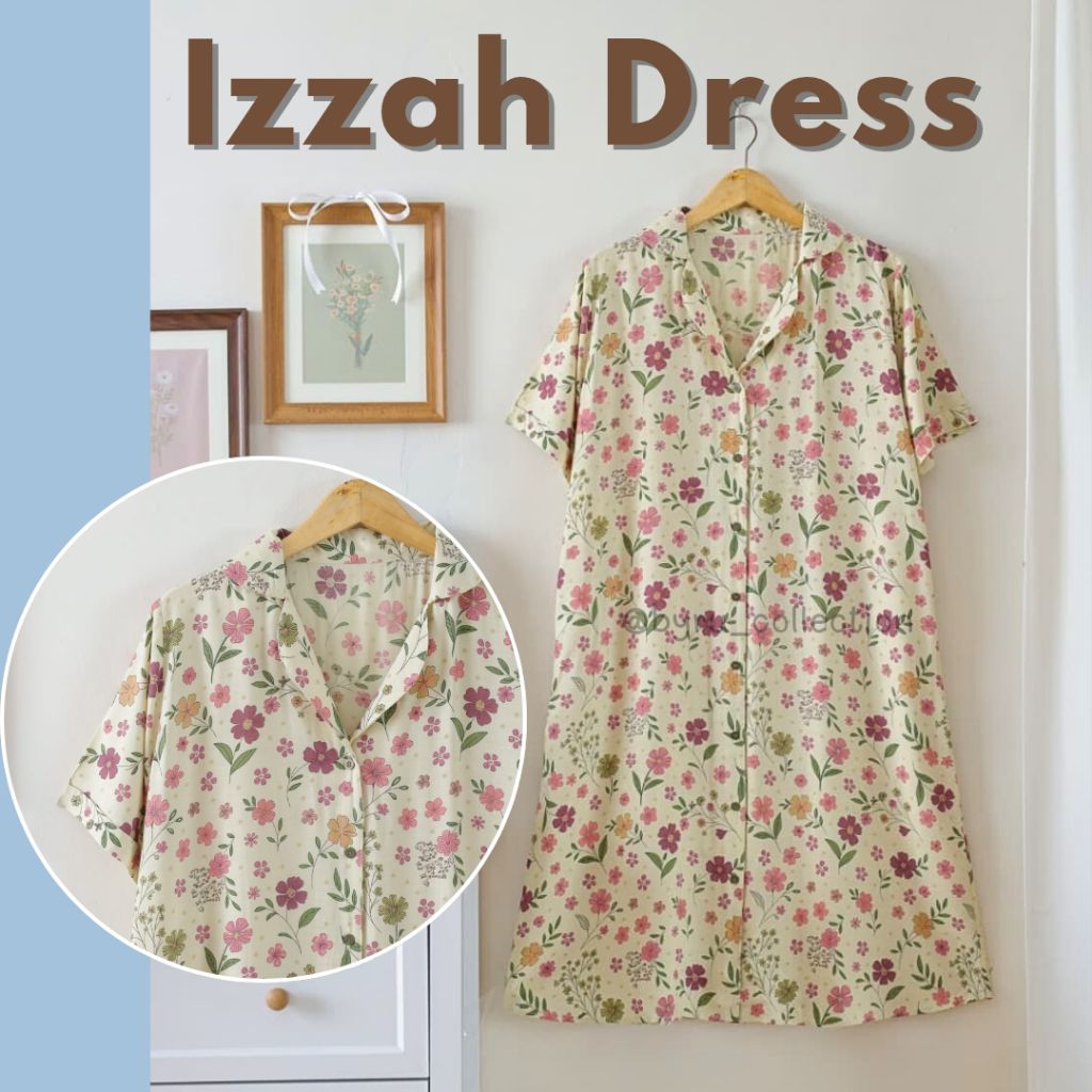 IZZAH DRESS|DASTER PENDEK TERUSAN FULL KANCING DASTER JUMBO RAYON
