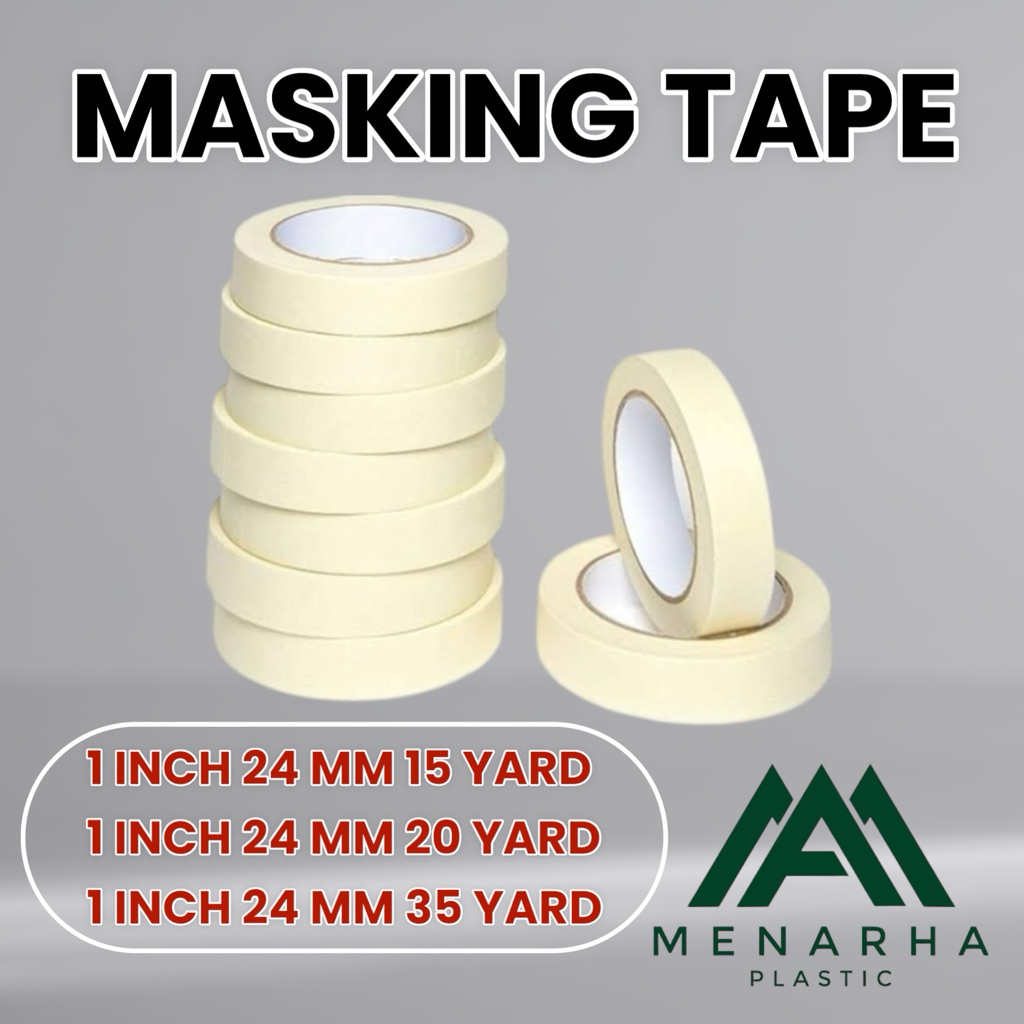 

Masking Tape/ Lakban Kertas PREMIUM Ukuran 24mm 15yard 20yard 35yard
