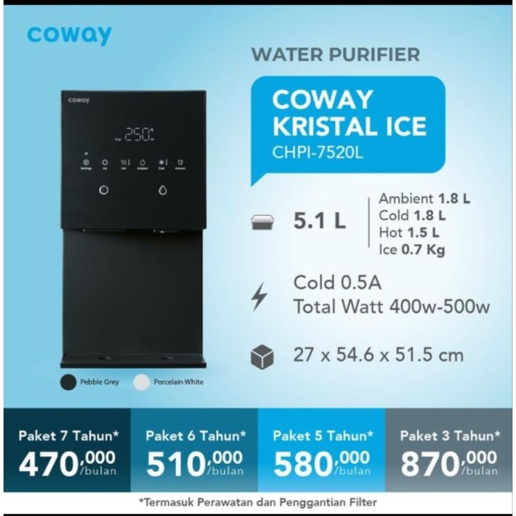 Water Purifier coway kristal ice CHPI-7520L