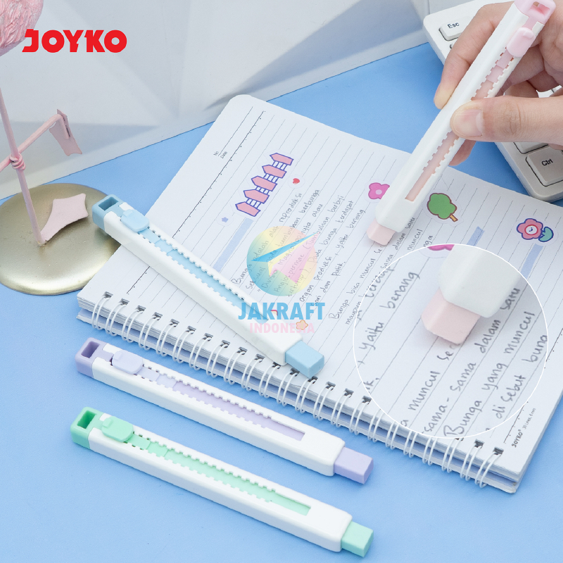 

(1 Pcs) Penghapus Mekanik Segala Pensil JOYKO ER-152 Pastel Retractable Slide Dust Free Clean Erasing Mechanical Pencil Eraser Pasti Bersih Tanpa Ampas
