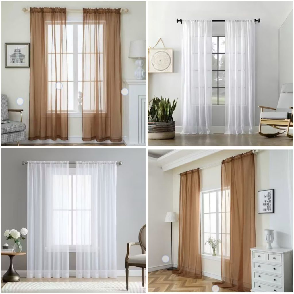 vitrase gorden coklat/putih polos Puring/ gorden model serut/ lapisan gorden jendela panjang Tirai j