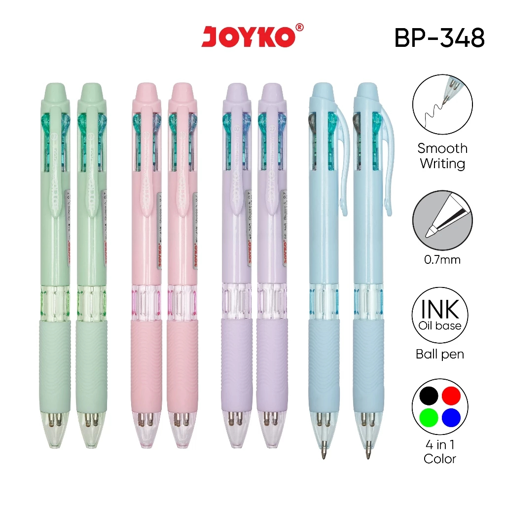 

FALFHOME - Ball Pen Pulpen Pena Joyko BP-348 Quaco 4 0.7 mm 4 Warna Colors - Pcs