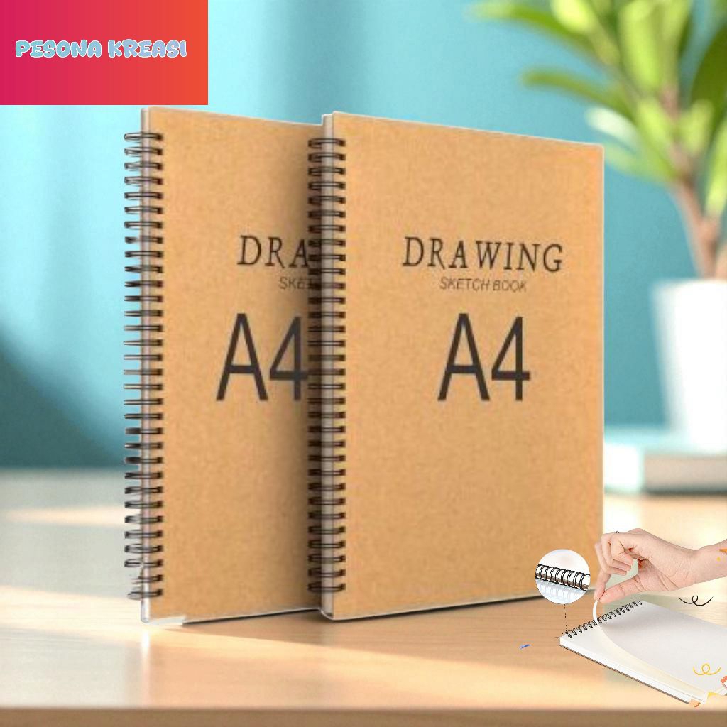 

Premium Buku Sketsa Sketchbook Wired A4 Craft Cover Jilid Spiral Cover Craft Coklat