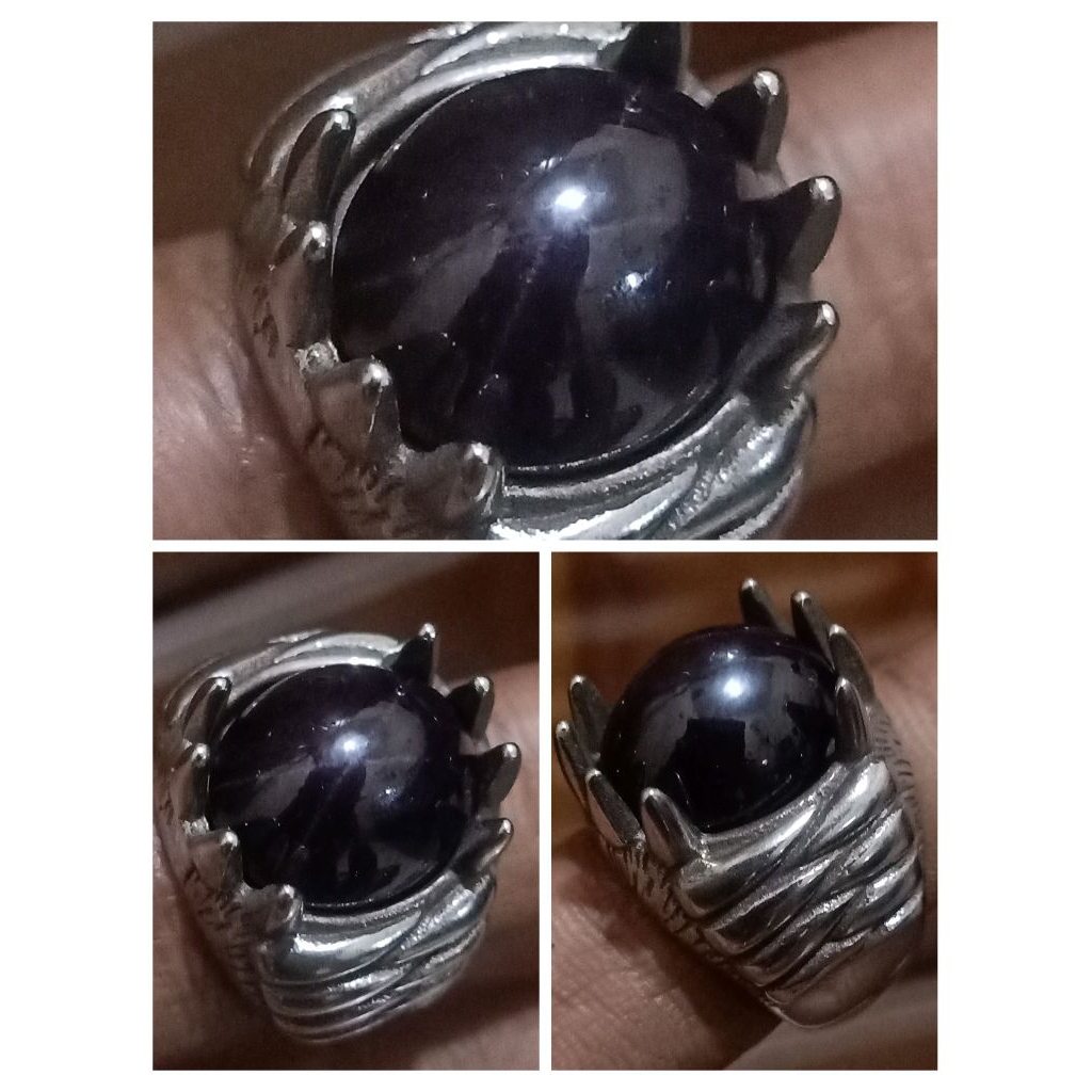 natural red garnet Star ring titanium mata