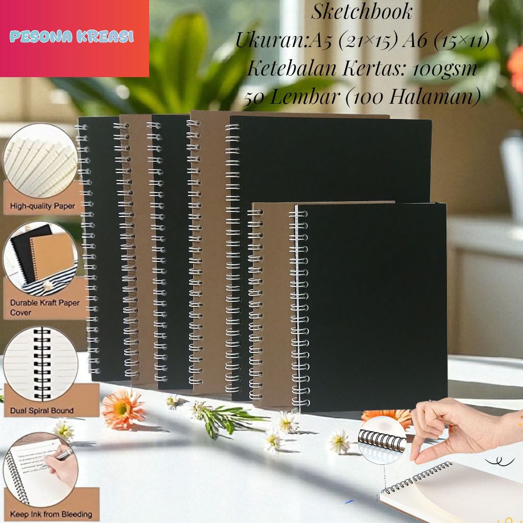 

Premium Sketchbook Isi 100 Halaman Sketchbook isi 3 Warna Ukuran A5 & A6 Tracing Paper Buku Sketsa