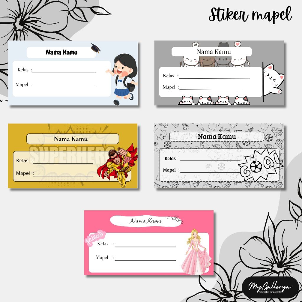 

stiker label nama/stiker mapel/label buku pelajaran/stiker nama/stiker buku tulis