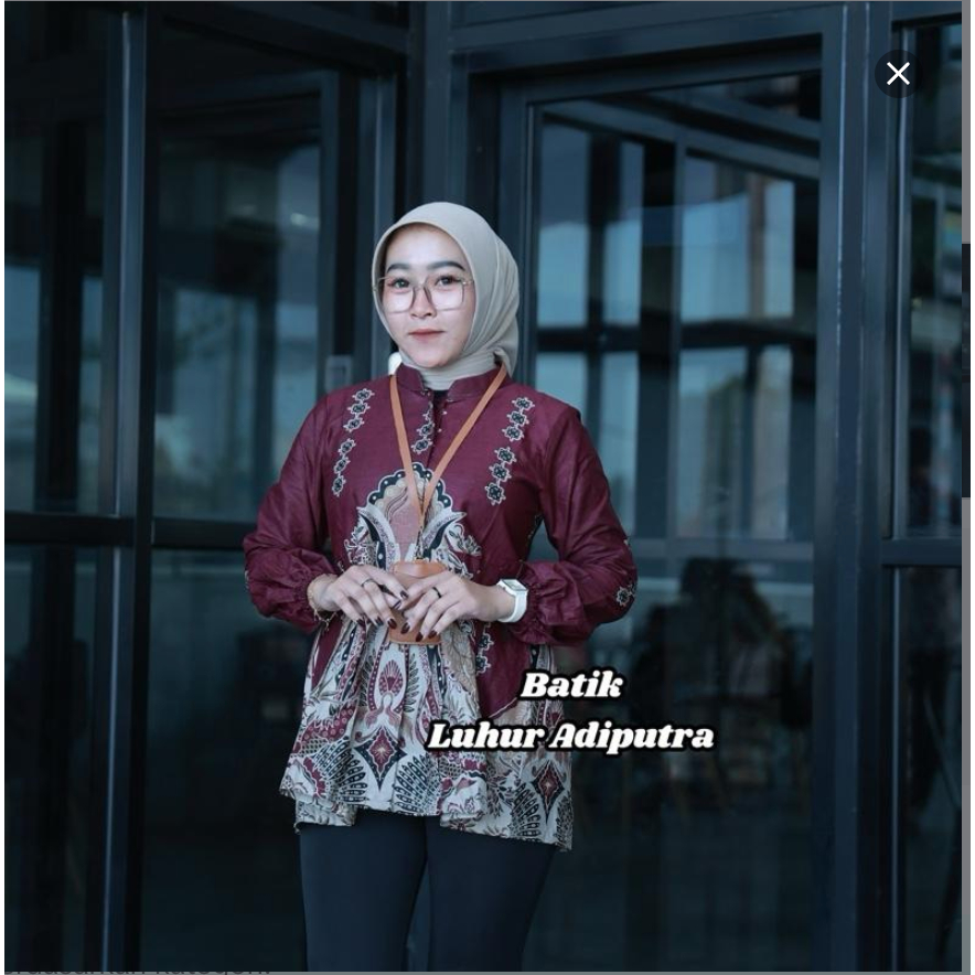 Baju Batik Wanita BurgundyGunungan Blouse Kerja Katun Prima premium Anak Muda Modern