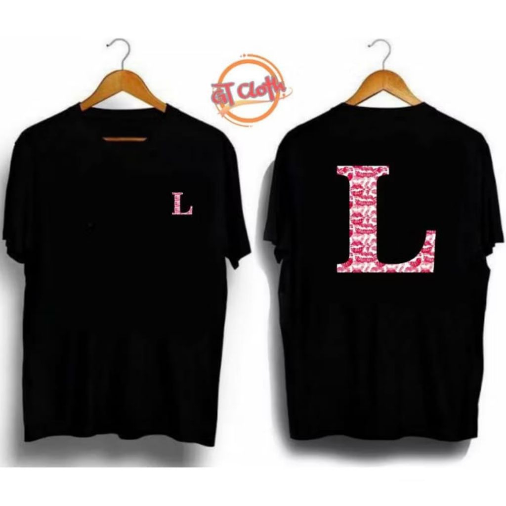 KAOS DISTRO INISIAL HURUF L LOGO KISS BAHAN COTTON COMBED 30S