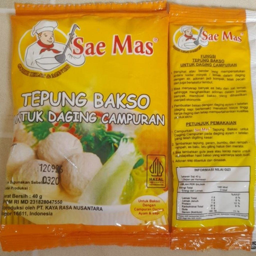 

pengenyal TEPUNG KHUSUS BAKSO 40gr Sae Mas