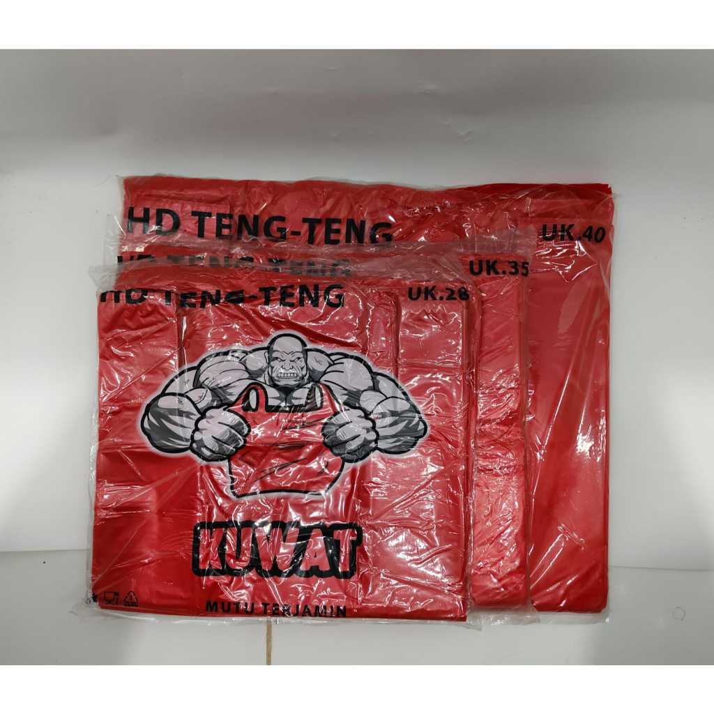 PLASTIK KANTONG KRESEK HDPE MERAH UKURAN 28 KUWAT KWALITAS ORI LEBIH KUAT DARI TIGER