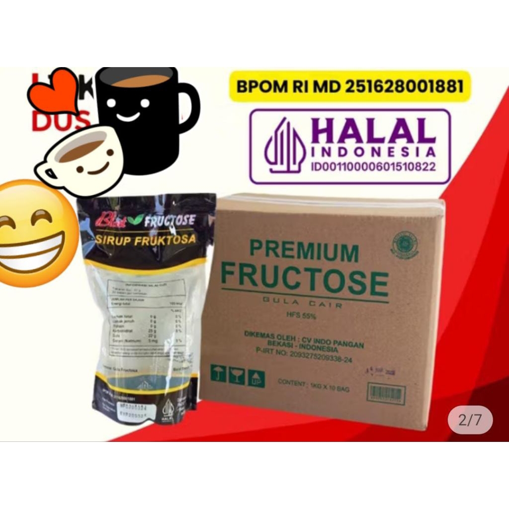 

Gula cair Fructose sirup Fruktosa pouch 1kg