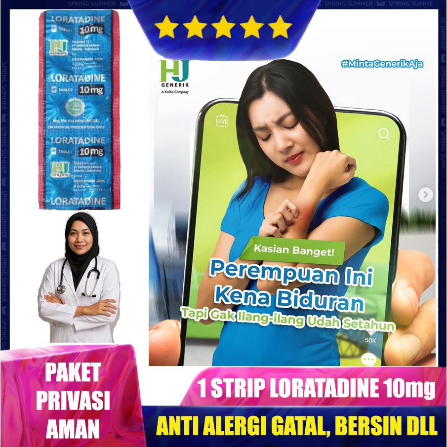 LoratadineHexpharm Biru 1 Lembar 10 tablet