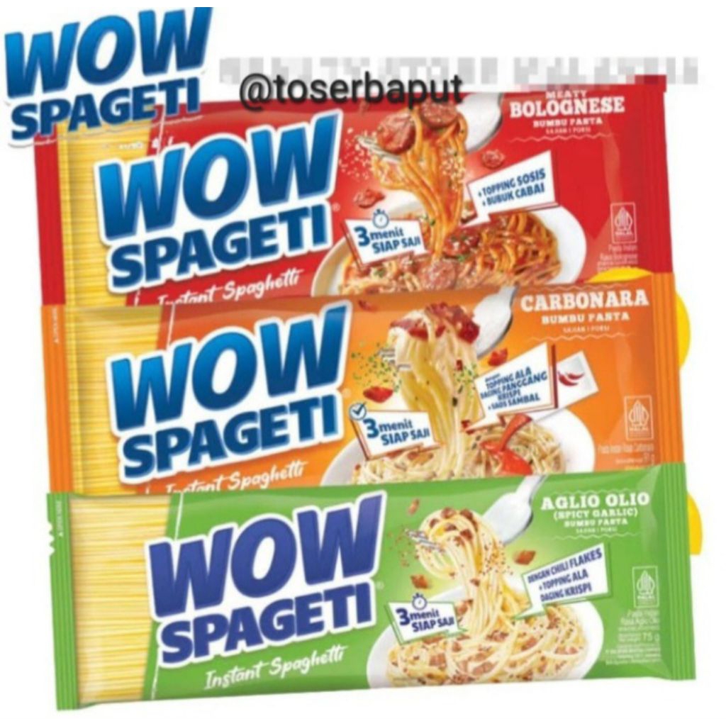 

Mayora WOW Spaghetti Instant Creamy Carbonara 88gr /Meaty Bolognaise / Aglio Olio 84gr
