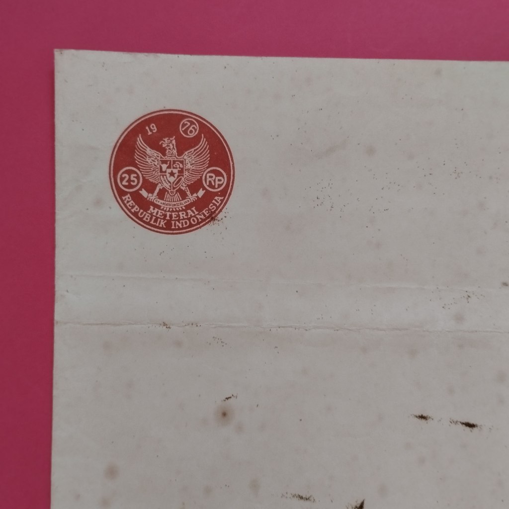 

Kertas Segel Kuno Rp 25 Tahun 1976 Double